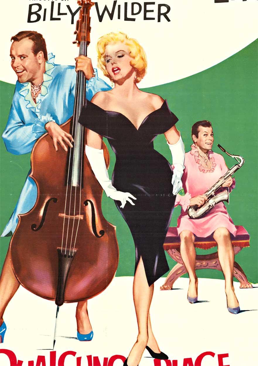 A algunos les gusta caliente  Qualcuno Piace Caldo cartel original de cine italiano de época - Portrait Print Blanco de Unknown