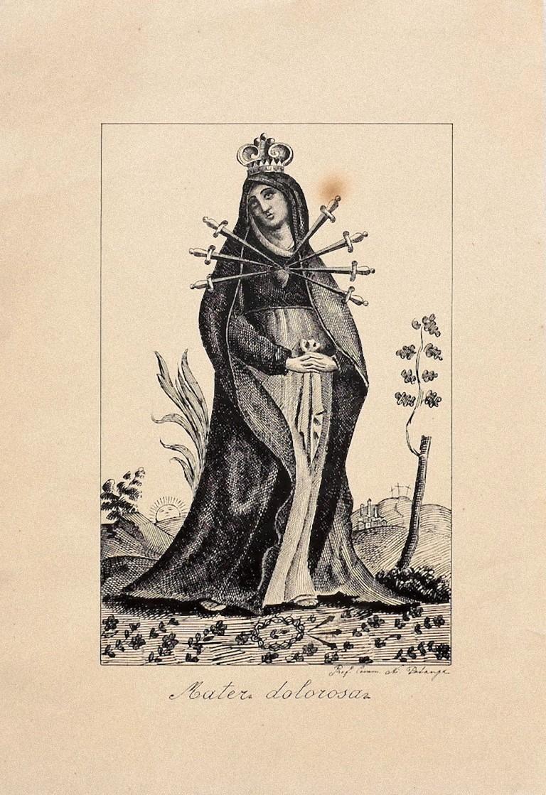 Unknown Figurative Print - Sorrowful Madonna - Original Etching - 19th Century