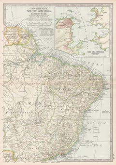 Amérique du Sud, partie orientale. Carte vintage Atlas du XXe siècle