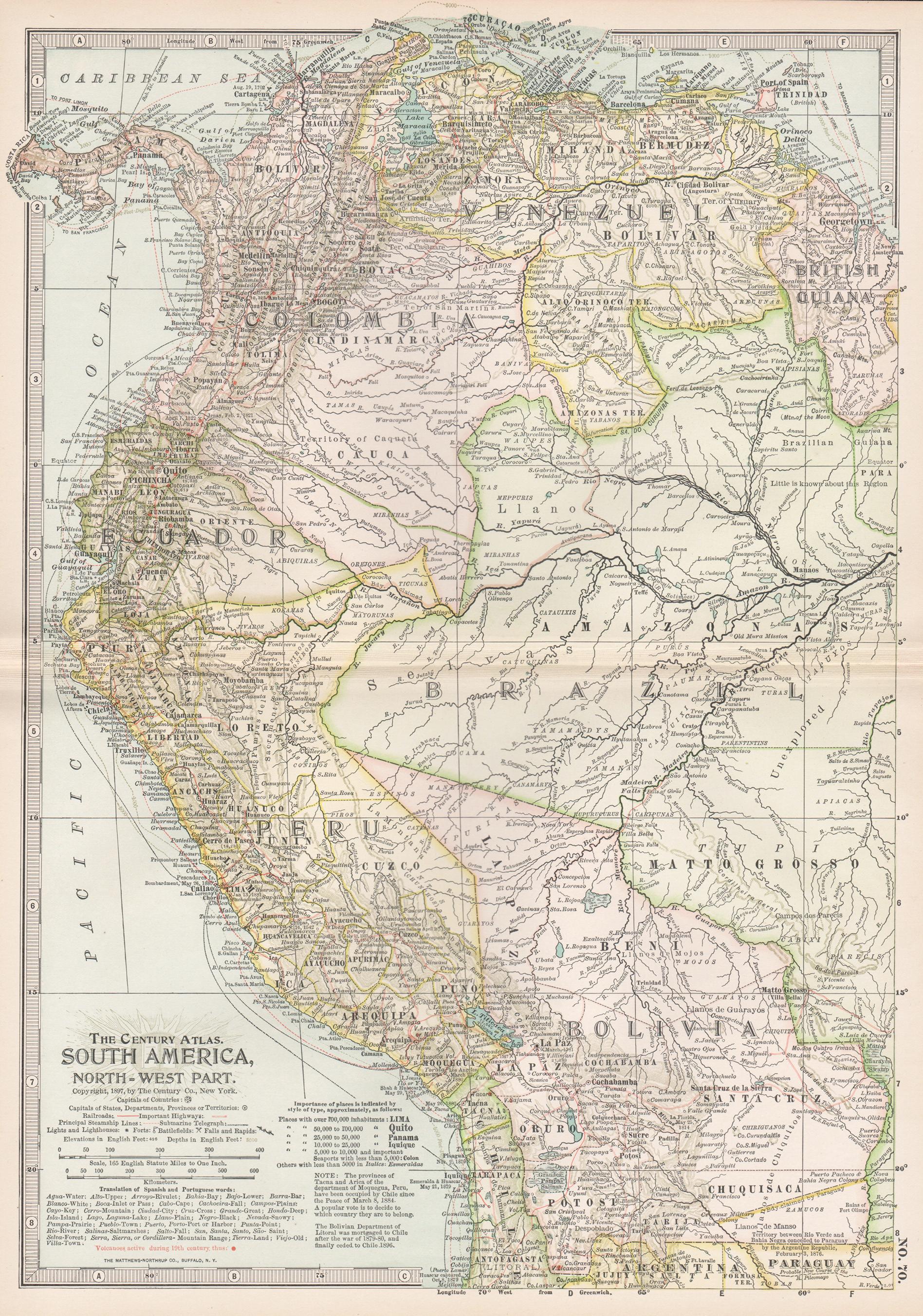 Unknown Print - South America, North-West Part. Century Atlas antique vintage map