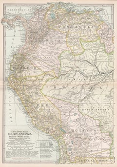 Amérique du Sud, partie nord-ouest Carte vintage Atlas du XXe siècle