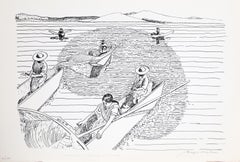 South American Fishermen on the Lake, Modern Screenprint by Biagio Civale