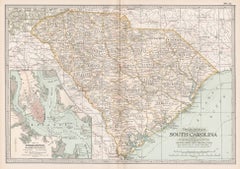 South Carolina. USA. Century Atlas state Antique vintage map