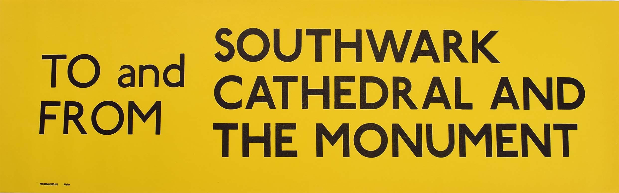 Southwark Cathedral and the Monument London England Routemaster Bus sign c. 1970
