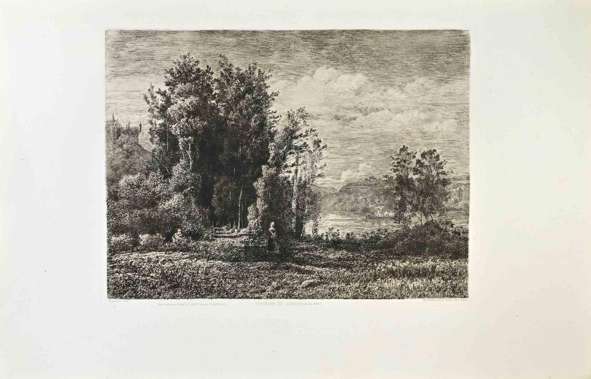 Unknown Figurative Print - Souvenir du Jura - Etching - 1870s