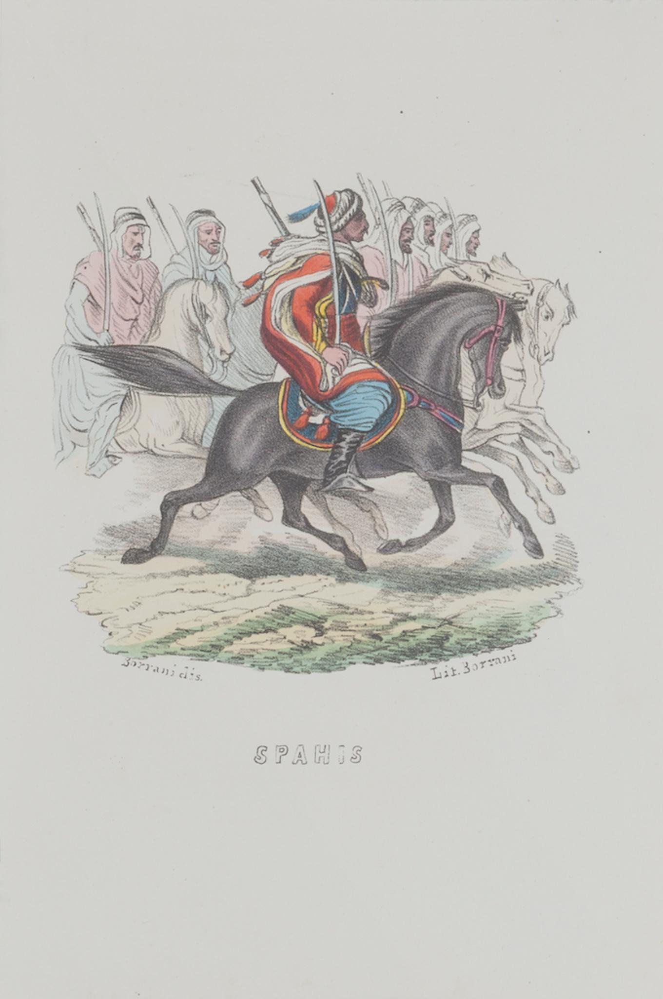 Figurative Print Unknown - Spahis - Lithographie originale - 1846