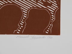 Spanish Dancer (Red), Surrealist Woodcut by Manuel Izqueirdo