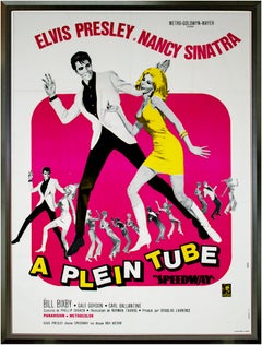 Retro "Speedway" large French movie poster with Elvis Presley, Nancy Sinatra