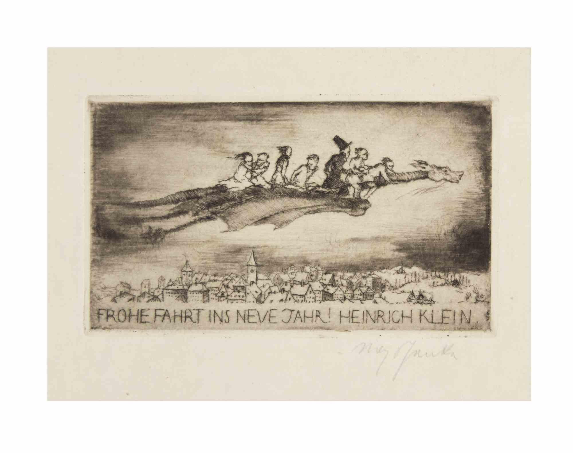 Figurative Print Unknown - Speisenfolge (Étude pour un menu) - Gravure - Années 1920