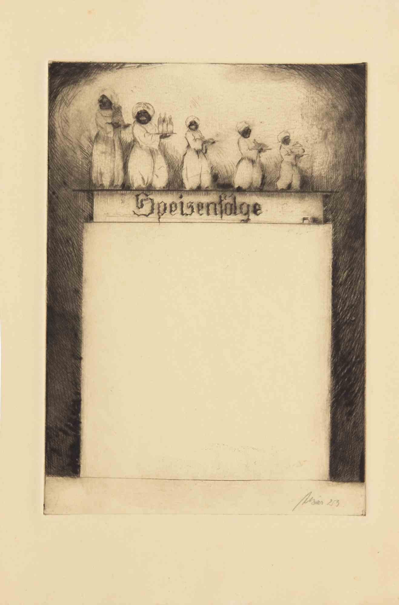 Speisenfolge (Study for a Menu) - Etching - 1923 - Print by Unknown