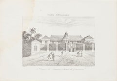Antique St. Denis Le Bourbon - Hotel du Gouvernement- Original Lithograph - 19th Century
