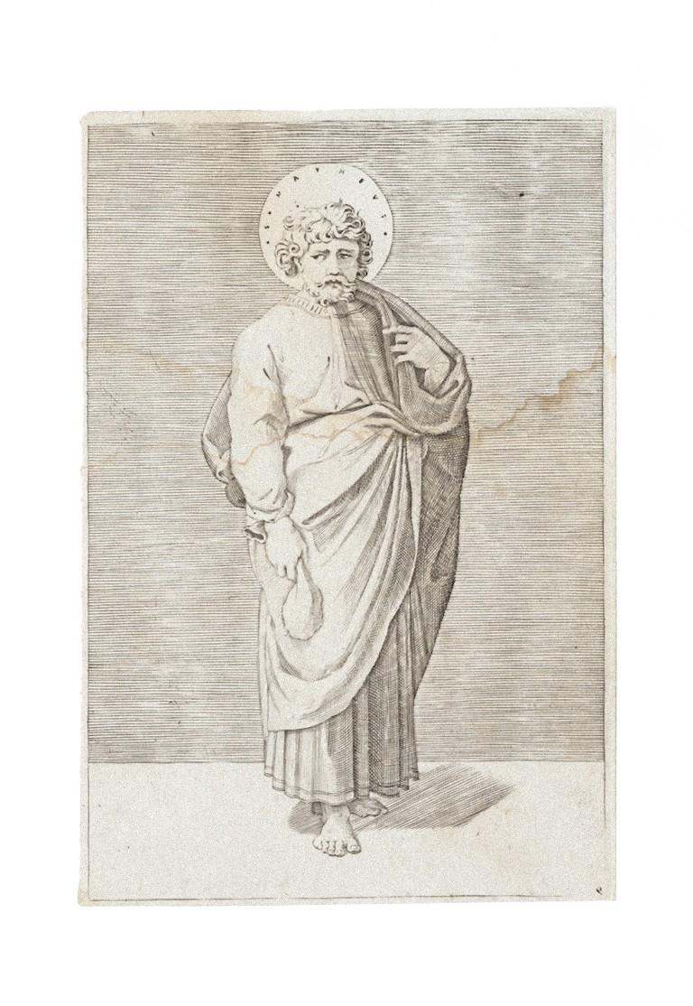 Unknown Figurative Print - St. Matthew - Original Etching on Paper - 17th Century