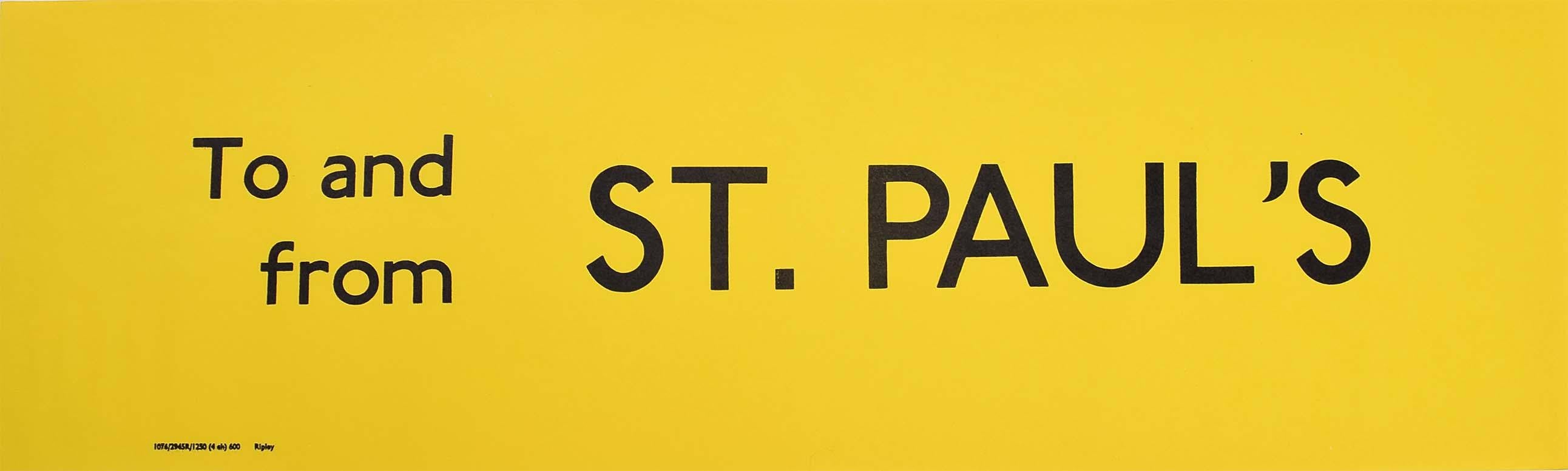 St. Paul's, London England Routemaster Bus sign c. 1970 transport poster