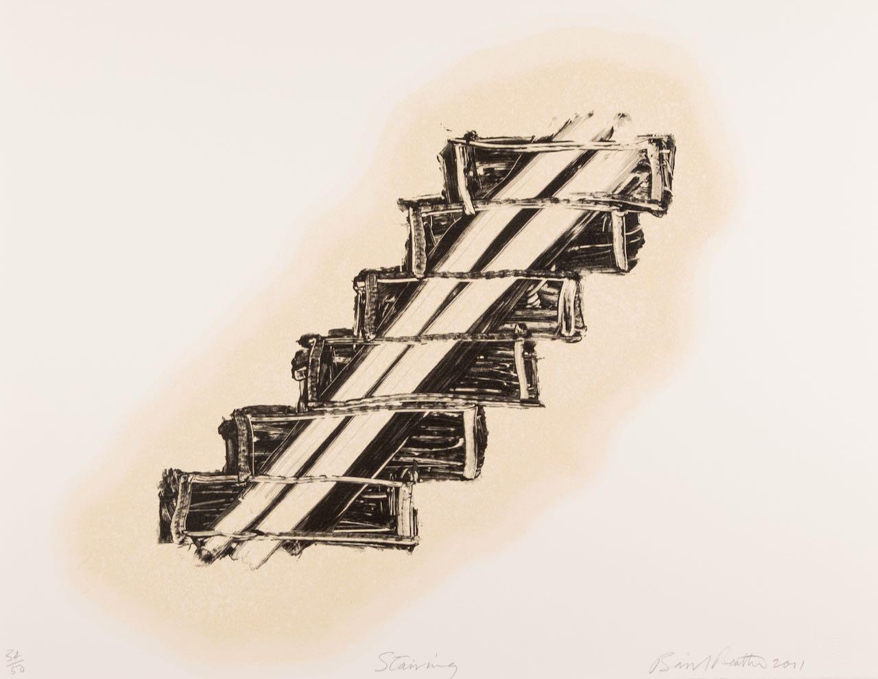 Stairing by Basil Beattie, 2001

Additional information:
Medium: screenprint
45 x 58 cm
17 3/4 x 22 7/8 in
signed, titled, dated and numbered 34/50 in pencil

English painter and printmaker. He studied at West Hartlepool College of Art (1950-55) and