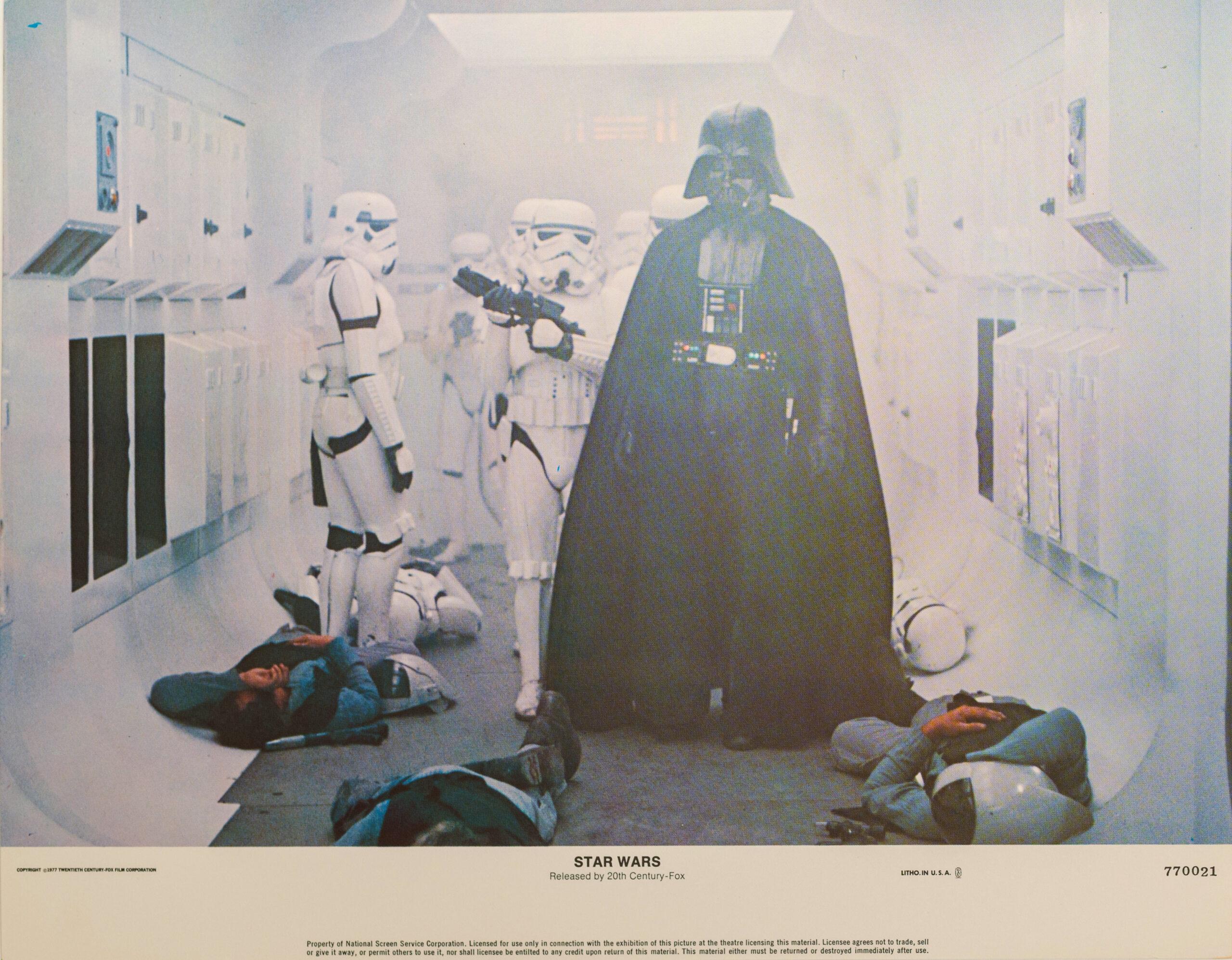 Unknown Figurative Print - Star Wars 1977 Original Vintage Lobby Card 2 Darth Vader With Storm Troopers