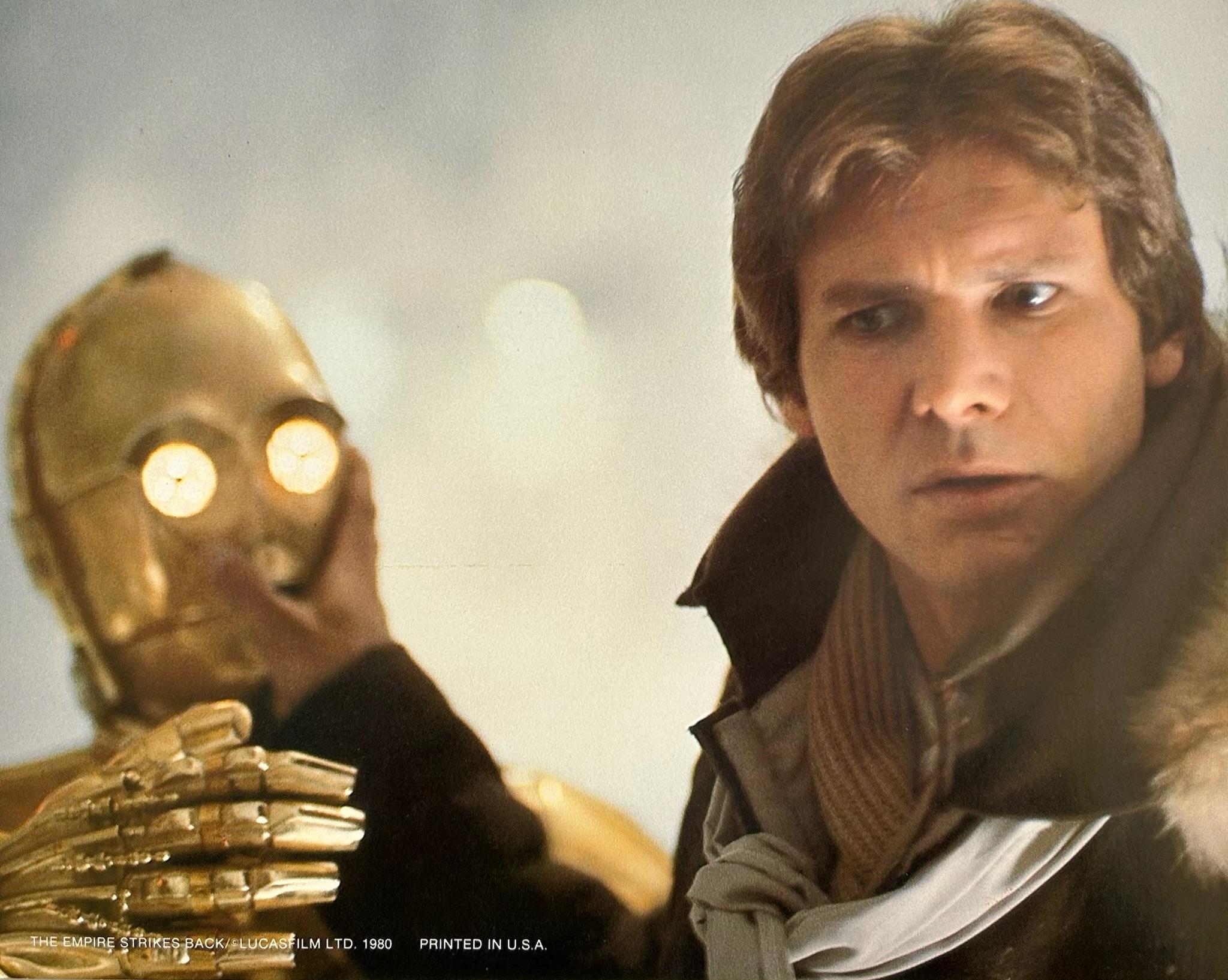 Figurative Print de Unknown - Star Wars C3PO Han Solo El Imperio Contraataca 1980 Vintage Cinema Card