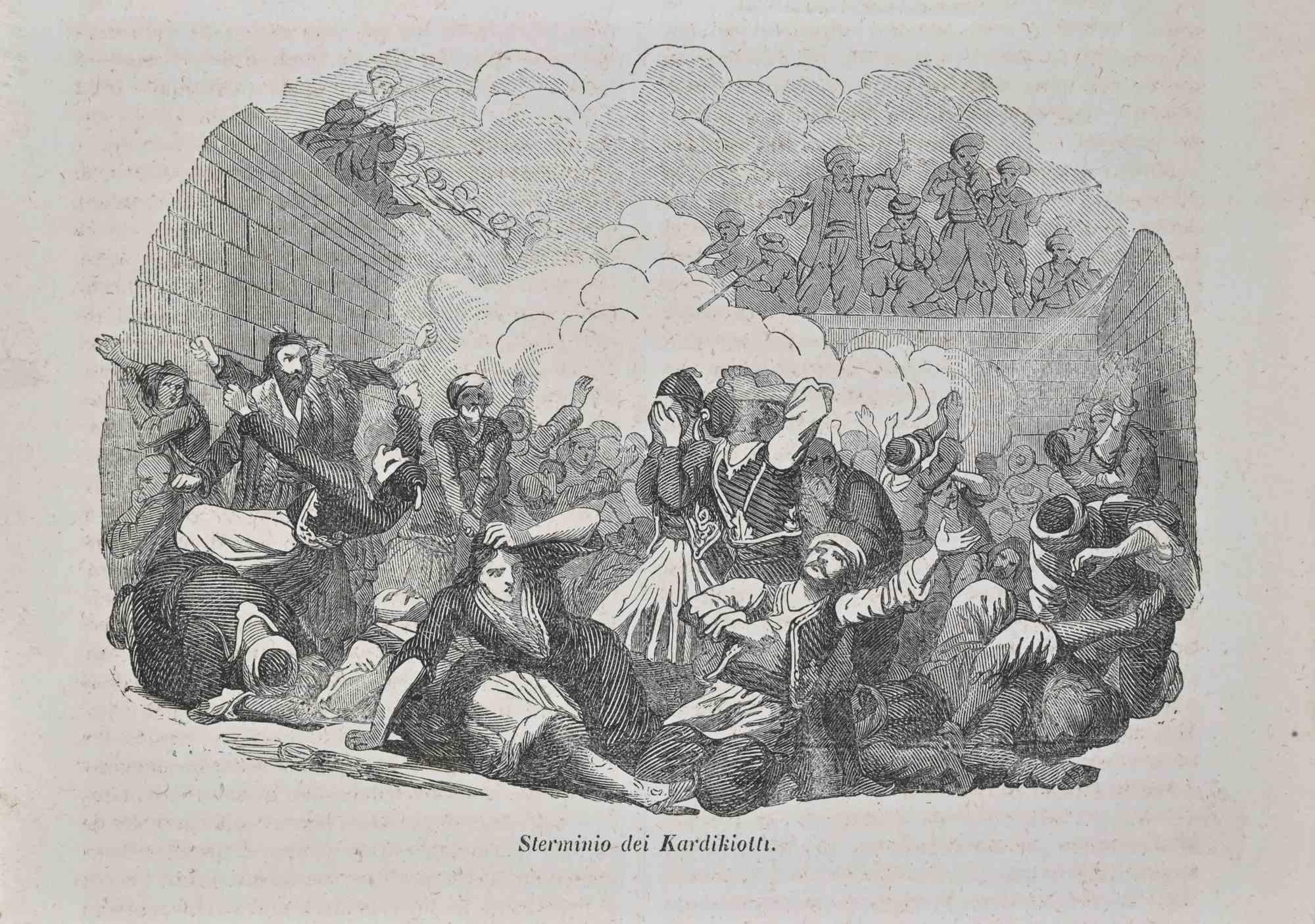 Sterminio dei Kardikioti – Holzschnitt-Druck – 1862