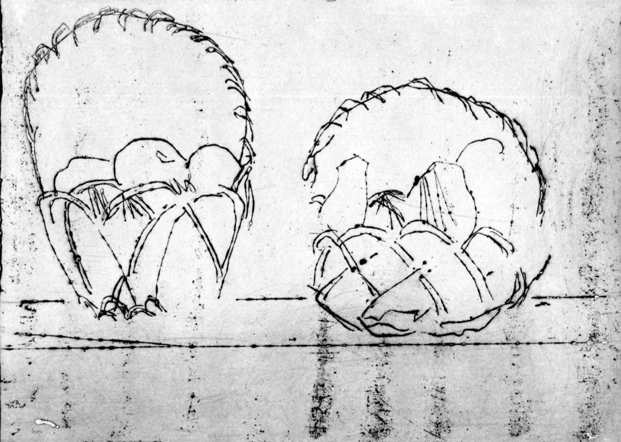 Figurative Print de Unknown - Naturaleza muerta - Aguafuerte y punta seca originales - Mediados del siglo XX