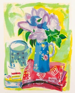 Vintage Still life with Blue Jug by Chloe Cheese, 1984 circa
