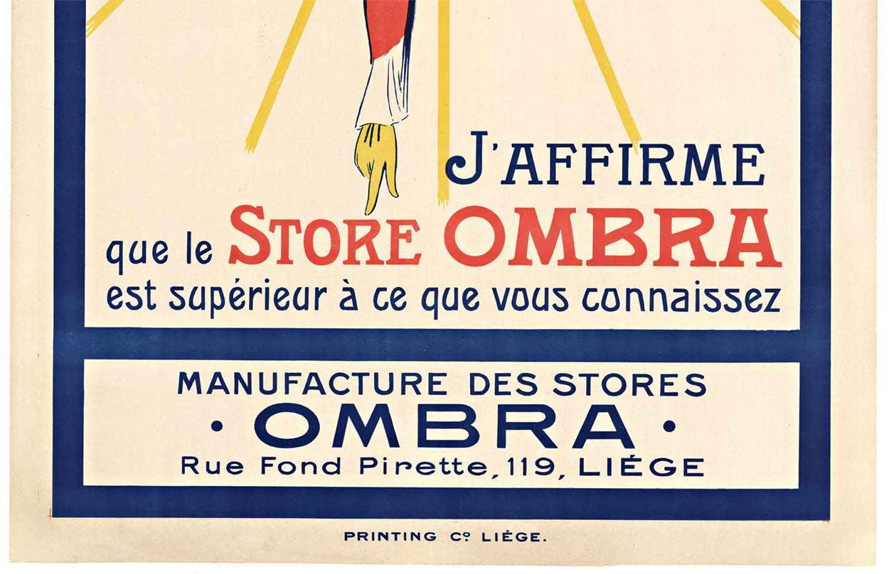 Negozio OMBRA J'Affirme, Liegi poster originale d'epoca - Print Arancia di Unknown