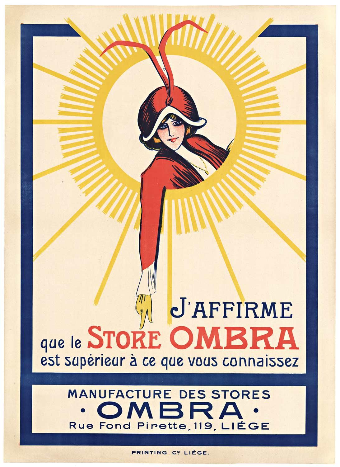 Print Unknown - Store OMBRA J'Affirme, affiche vintage d'origine Liege