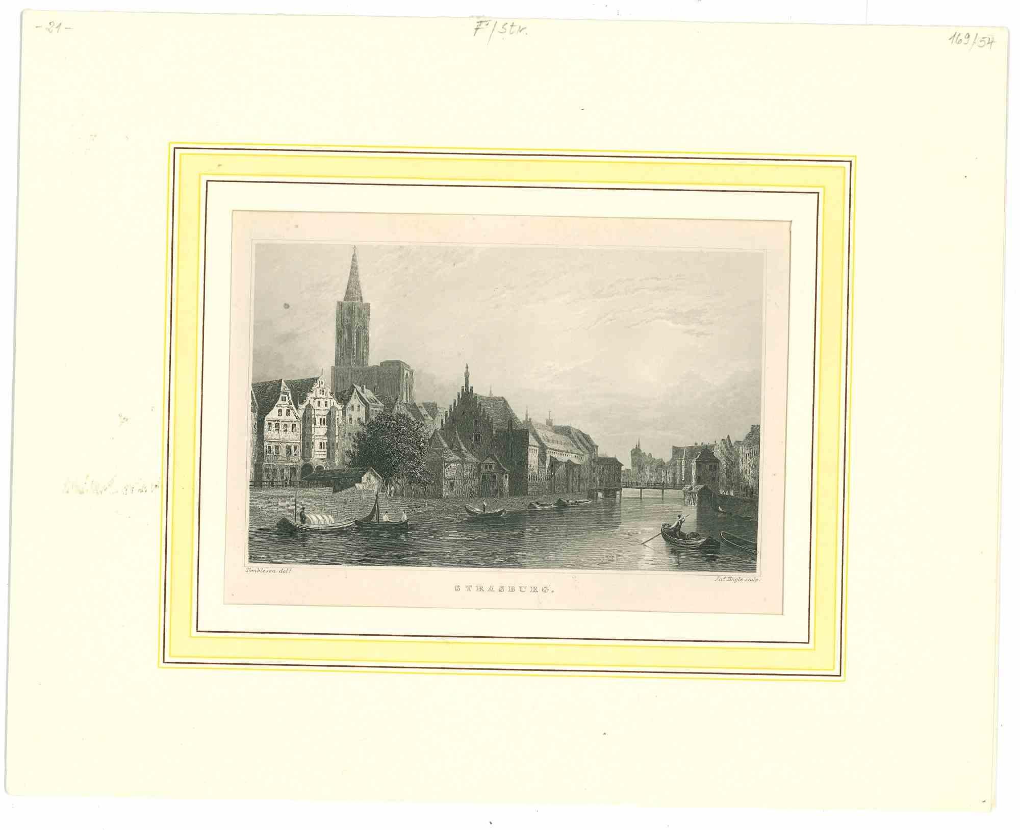 Unknown Landscape Print - Strasburg  - Original Lithograph - Mid-19th Century