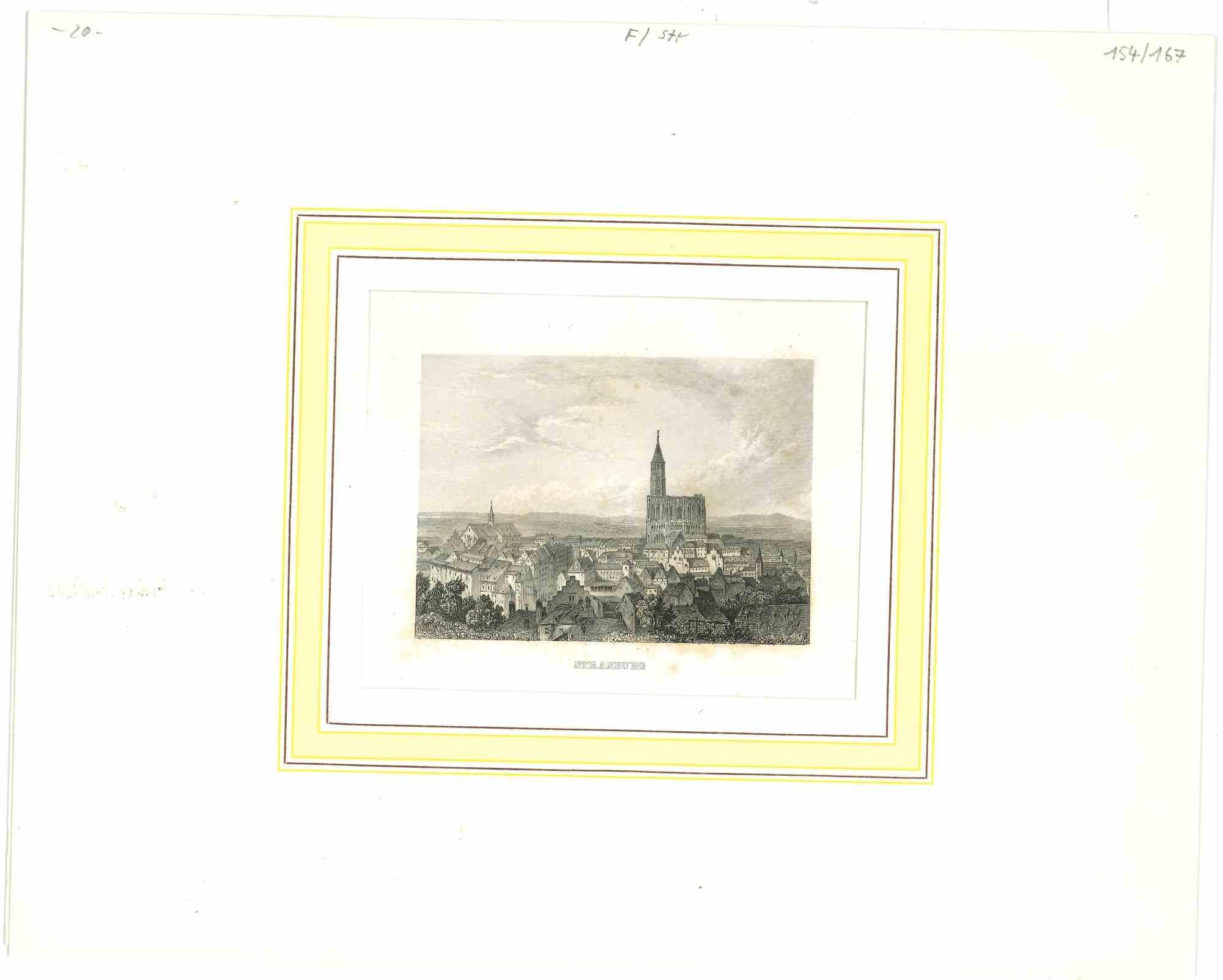 Figurative Print di Unknown - Strasburgo - Litografia originale - Metà del XIX secolo
