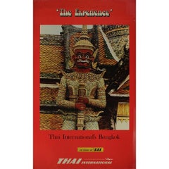 Vintage Striking 1950s travel poster for Thai International (now Thai Airways)