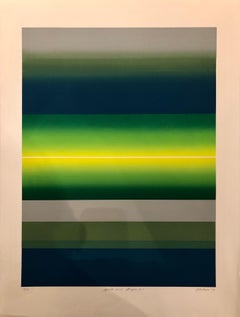 Llamativa litografía firmada, numerada y fechada "Splits And Stripes", 1979