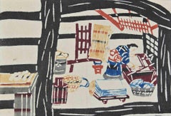Studio - Original Woodcut -Japan - Mid-20th Century