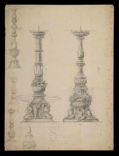 Antique Study for Candelabra - Etching - Early 20th Century