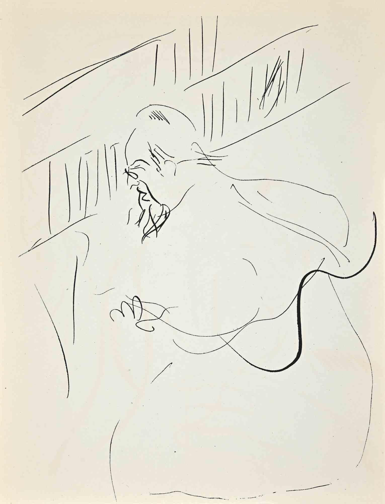 Studio per autoritratto - Litografia originale di Raoul Dufy - Anni '30