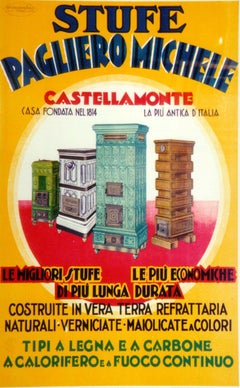 "Stufe Pagliero Michele" Vintage Italian Stoves Appliance Poster 1920s
