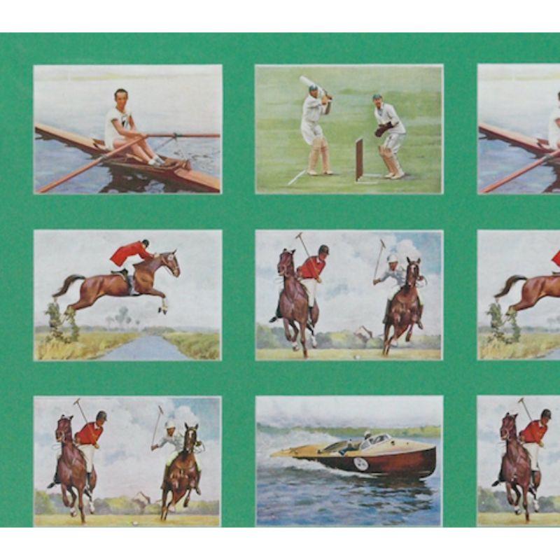 Suite of 13 cigarette cards depicting:

Cricket/ Polo/ Fox-Hunting/ Crew, & Motorboat Racing

c1930s

Art Sz: 18