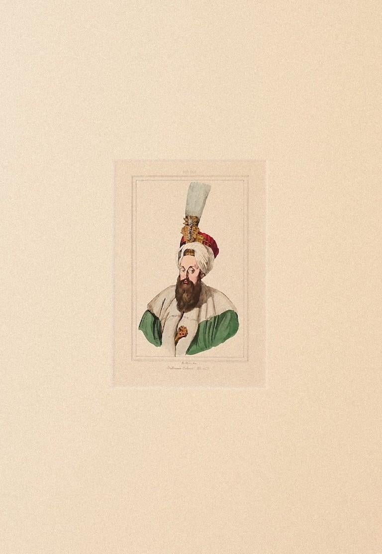 Sultan Selim - Original Hand-Colored Lithograph - 19th Century - Print by Unknown