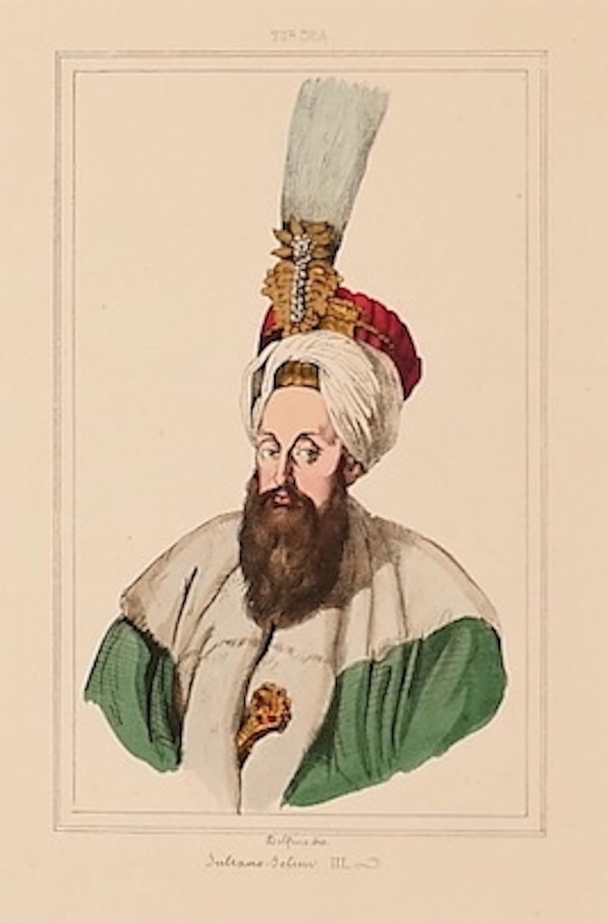 Unknown Figurative Print - Sultan Selim - Original Hand-Colored Lithograph - 19th Century