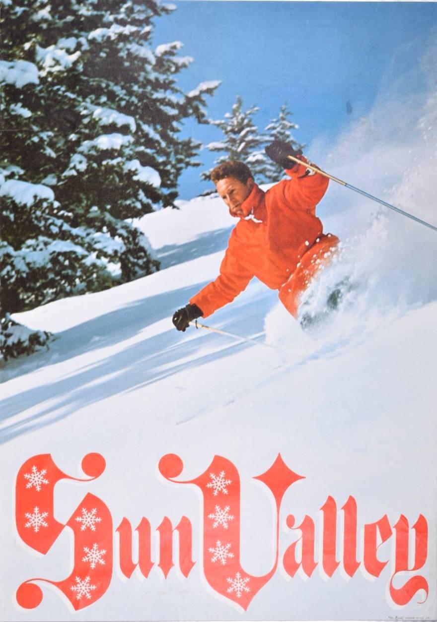 Print Unknown - Affiche de ski alpin originale Sun Valley des années 1960, Idaho, États-Unis d'Amérique
