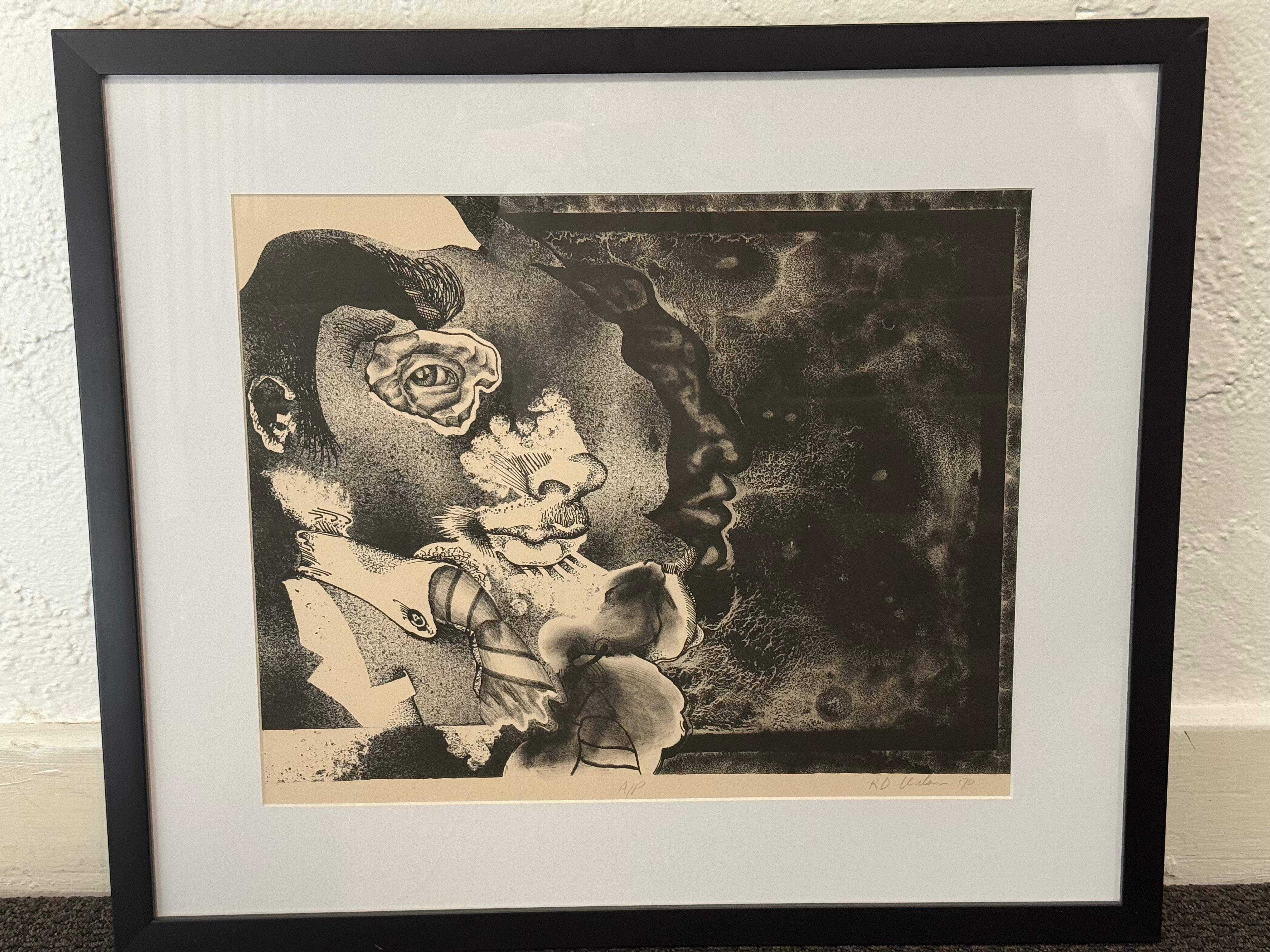 Surrealist Profiles - Artist Proof Lithograph - Print by Unknown