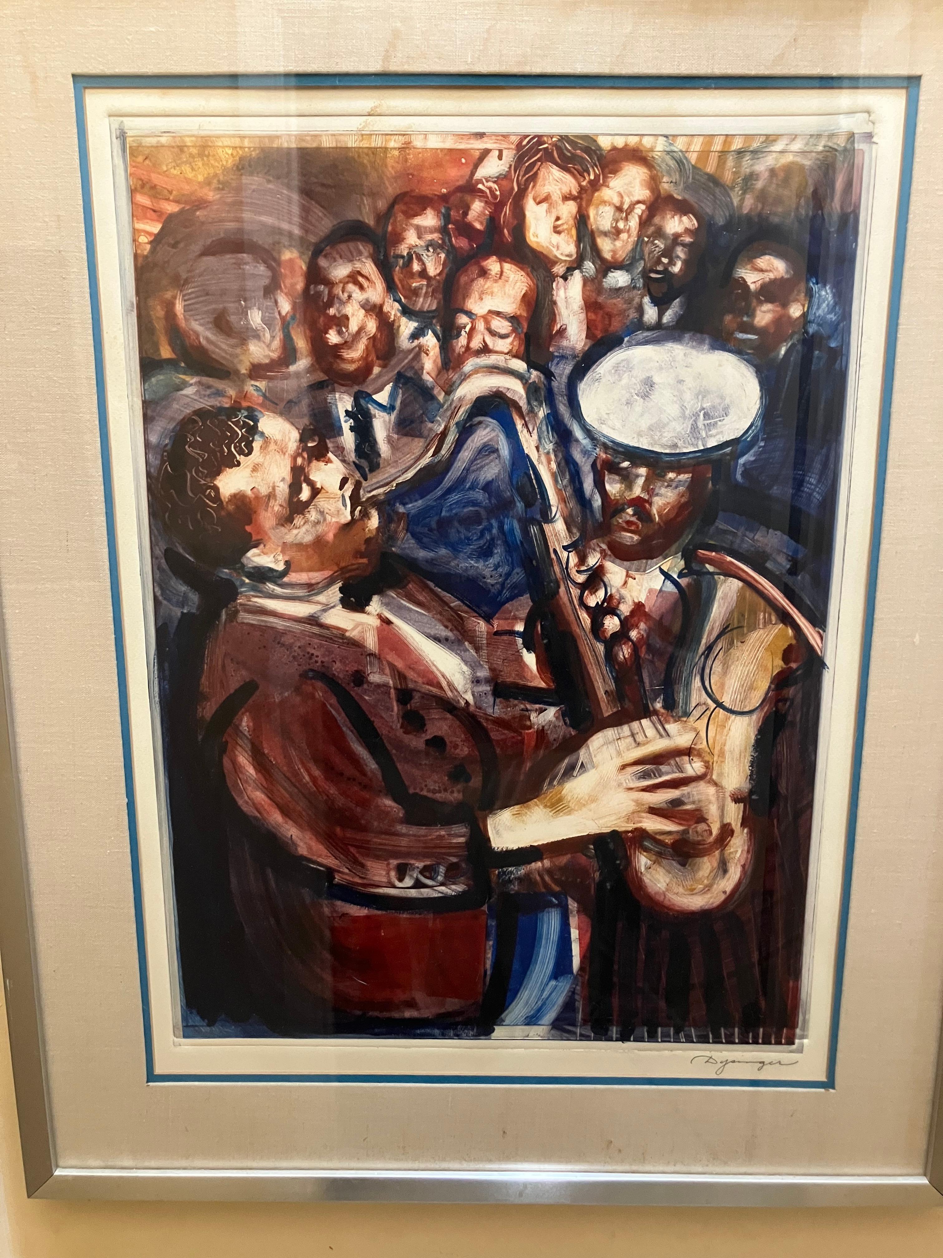 Figurative Print di Unknown - Susan Dysinger Monoprint New Orleans Jazz