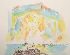 Sveti Stefan, Yugoslavia - Litografía impresionista de Savo Radulović