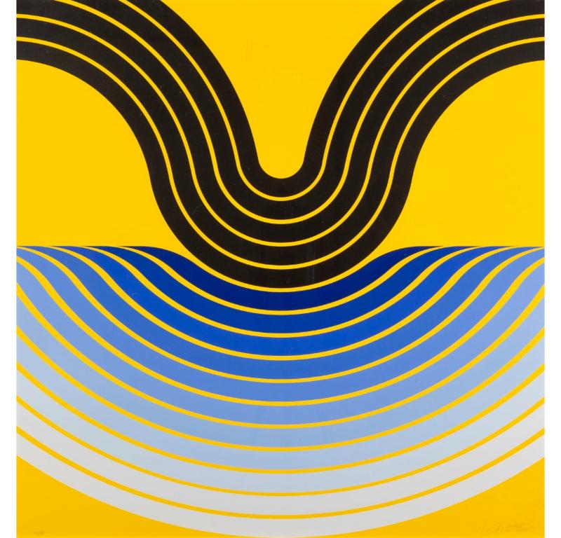 Swing IV von Herbert Oehm, 1972

Zusätzliche Informationen:
Medium: Siebdruck
72 x 72 cm
28 3/8 x 28 3/8 Zoll
signiert und nummeriert 66/175 mit Bleistift

Herbert Oehm ist ein deutscher Nachkriegs- und zeitgenössischer Maler, der 1935 in