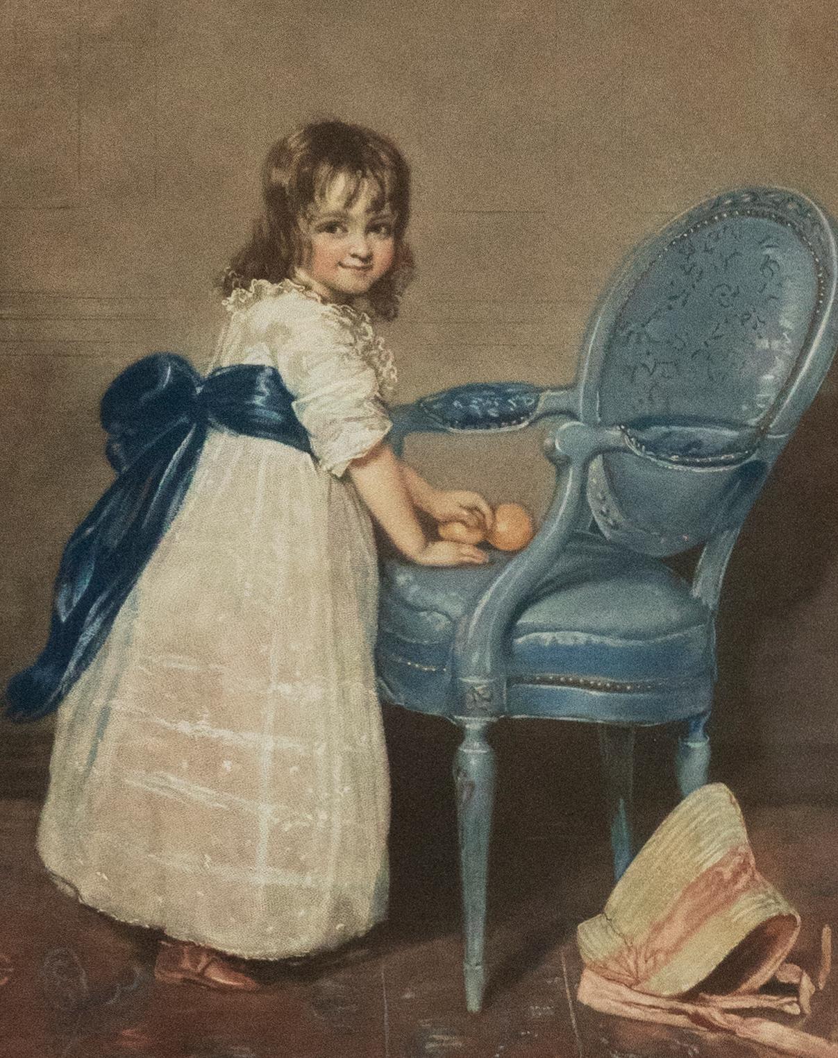 T. H. Crawford nach John Raphael Smith - Lithographie, Girl and The Blue Chair – Print von Unknown