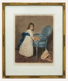 T. H. Crawford d'après John Raphael Smith - Lithographie, fille et la chaise bleue