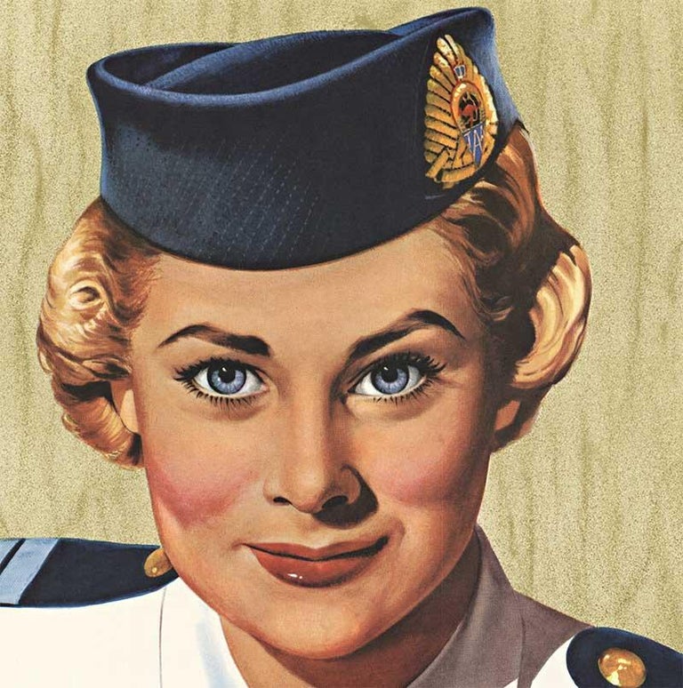 TAA Trans-Australia Airlines original vintage travel poster - Beige Portrait Print by Unknown