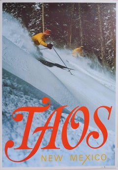 Taos New Mexico USA Used Ski Poster 1974 Victor Frohlich and Tom Carrera
