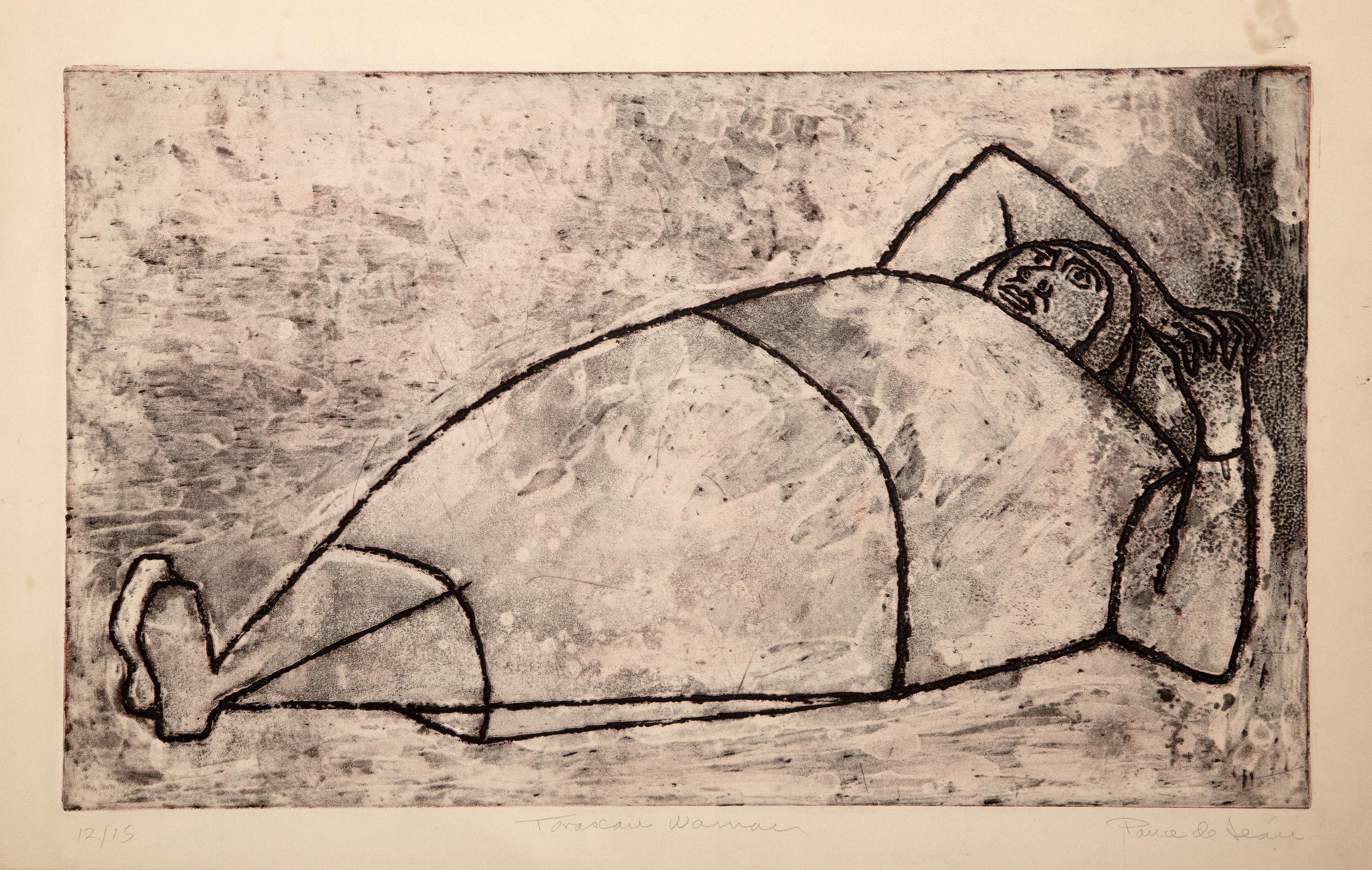 Angelo Ponce de Leon, Spanish (1925 - ) - Tarascan Woman, Year: circa 1965, Medium: Etching and Aquatint, signed, titled and numbered in pencil, Edition: 12/15, Image Size: 15 x 24.75 inches, Size: 17.5 x 27.5 in. (44.45 x 69.85 cm)