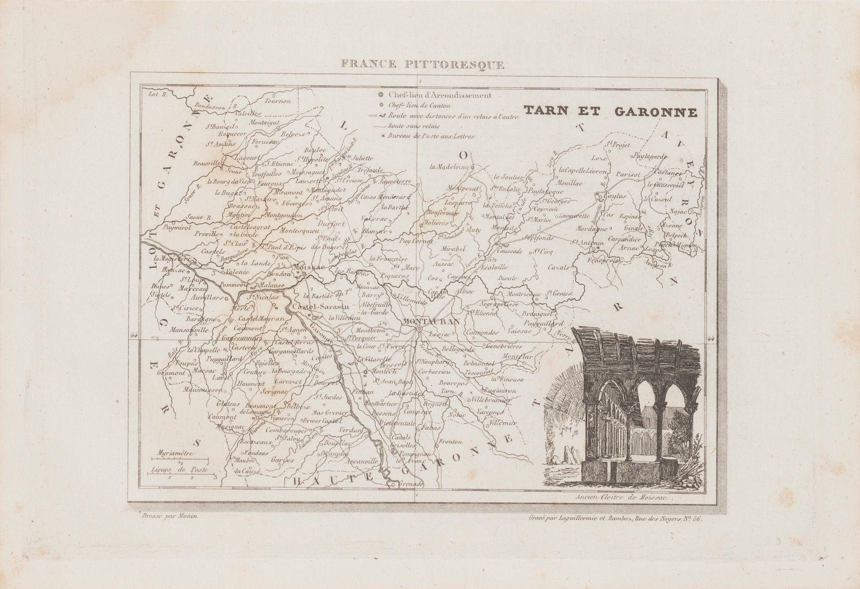 Unknown Figurative Print - Tarn et Garonne Map - Original Lithograph - 19th Century