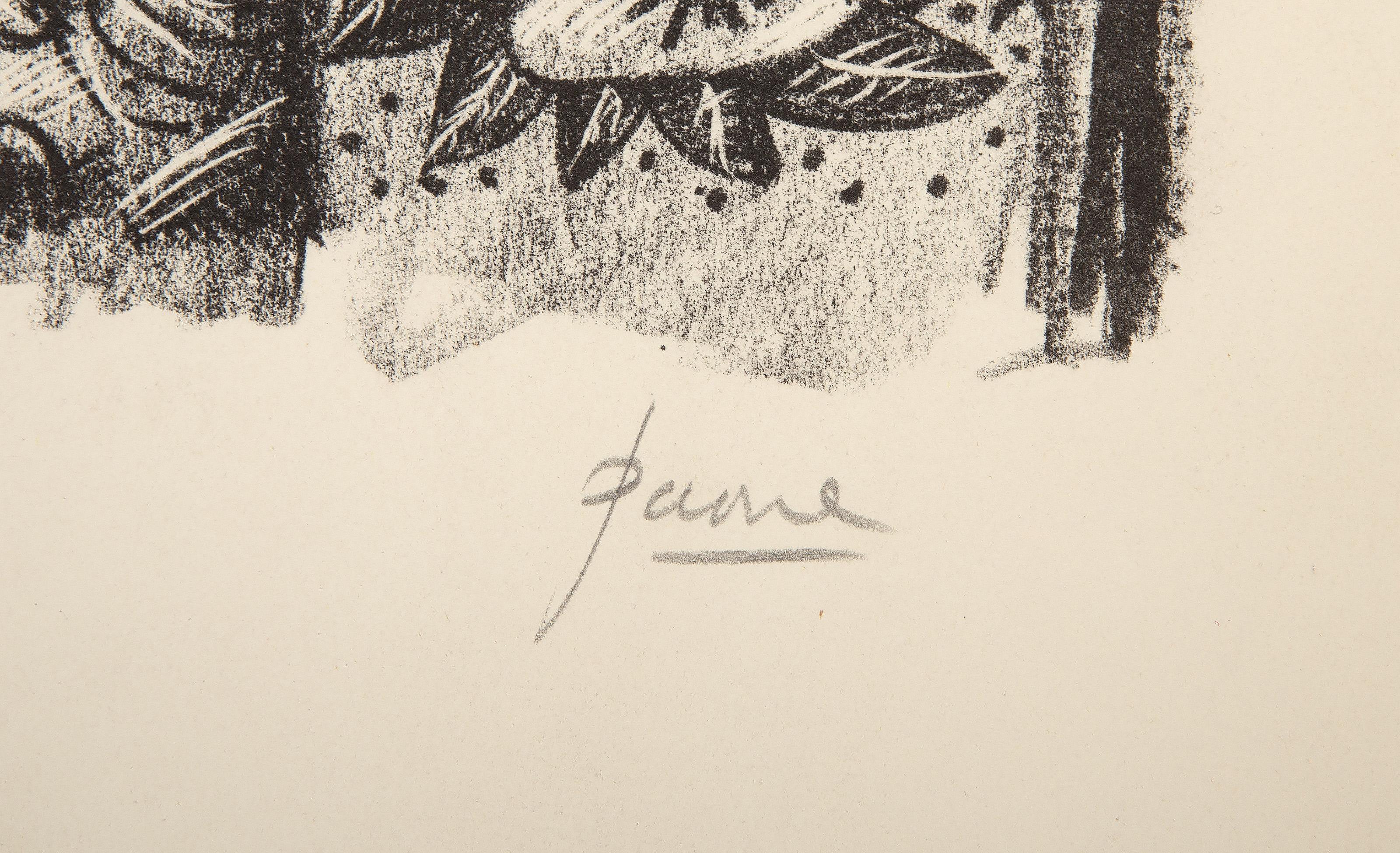 Ragazzo tatuato, litografia surrealista di Peters Paone - Print di Peter Paone