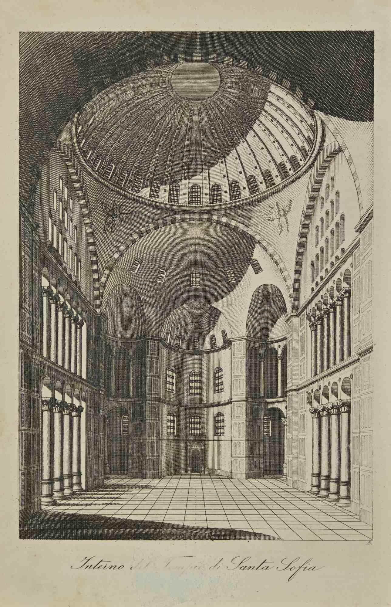 Unknown Interior Print - Temple of Saint Sophia - Lithograph - 1862