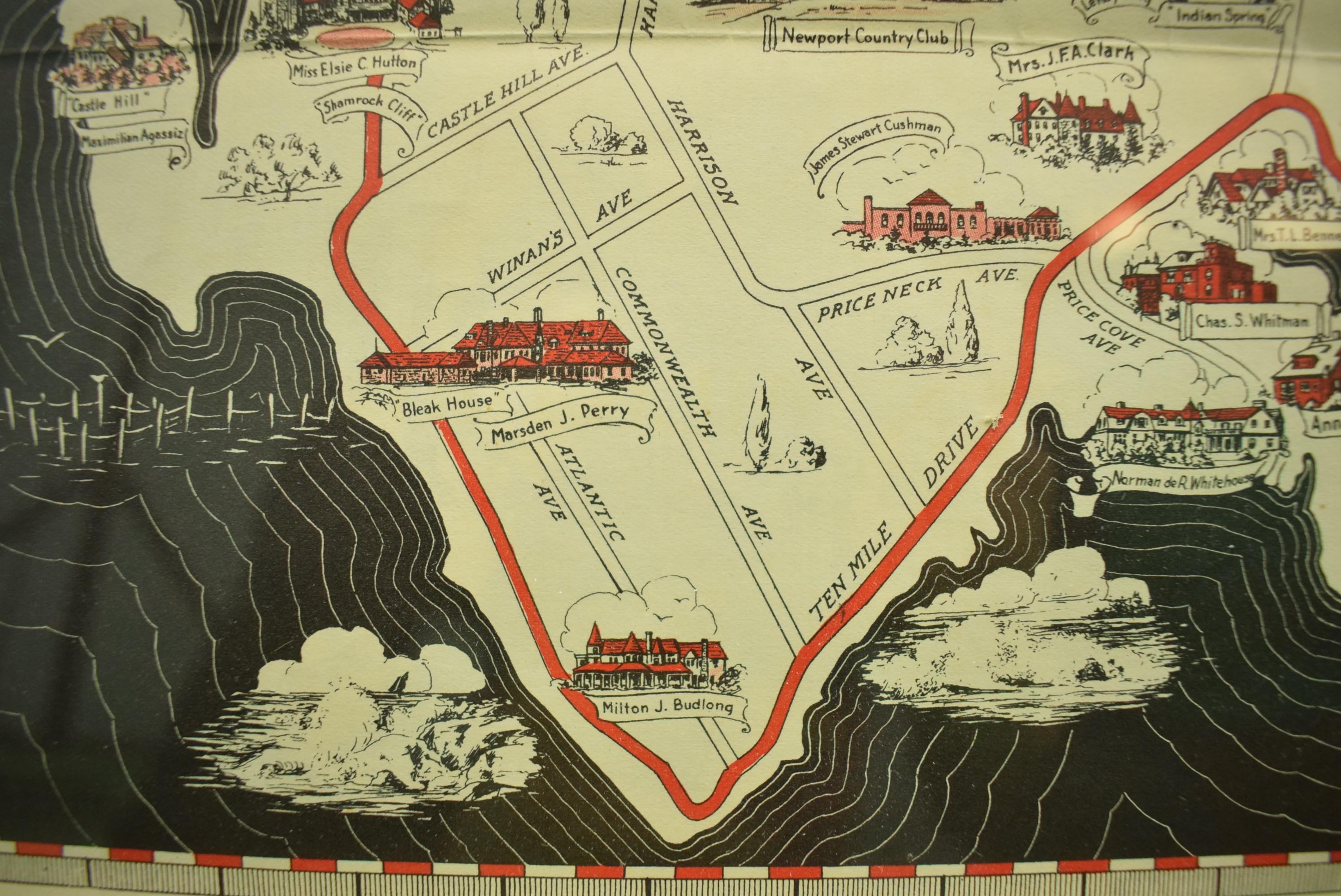 Map „Newport's Famous Ten Mile Drive“ von 1939 im Angebot 5